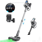 MOOSOO Stick Vacuum Cleaner 30Kpa Strong Suction with LED Curved Display, Portable Lightweight Vac for Hard Floor, Carpet, Pet Hair