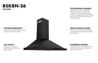 ZLINE 36 in. Wall Mount Range Hood in Black Stainless Steel (BSKBN-36)