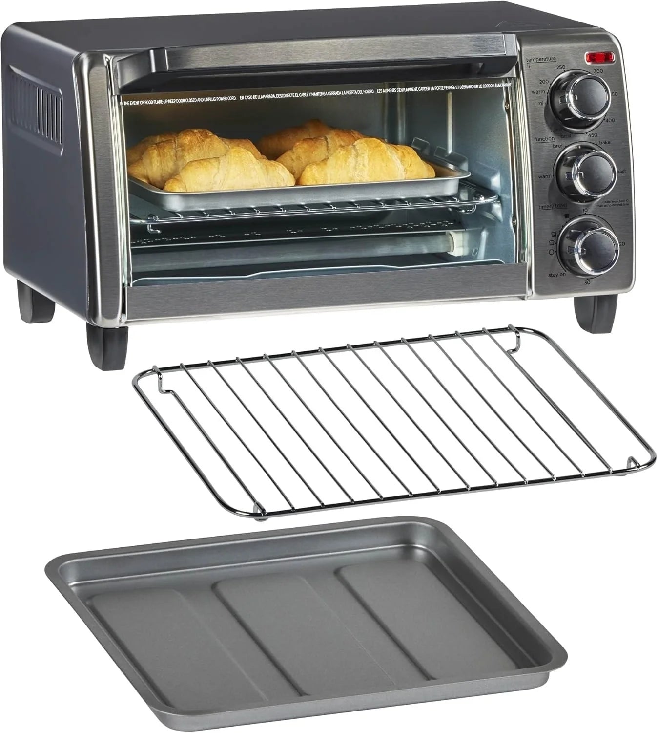 4-Slice Convection Oven, Stainless Steel, Curved Interior Fits a 9 inch Pizza, TO1313SBD