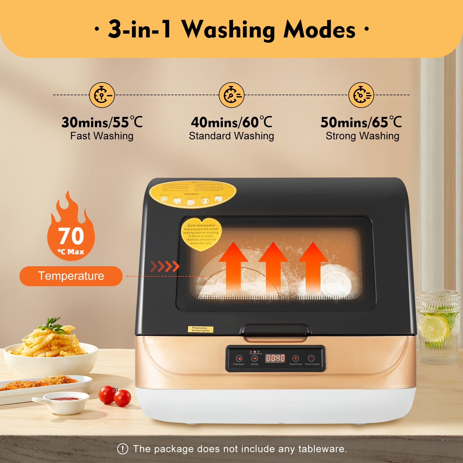 800W Compact Countertop Dishwasher Portable Mini Dish Washer 4 Washing Programs 110V 17.72*15.75*17.6in for Home Use, Business
