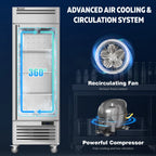 "COOLSKI 27"" W Commercial Freezer, 19.32 Cu.ft Single Solid Door Stainless Steel Storage Freezer"