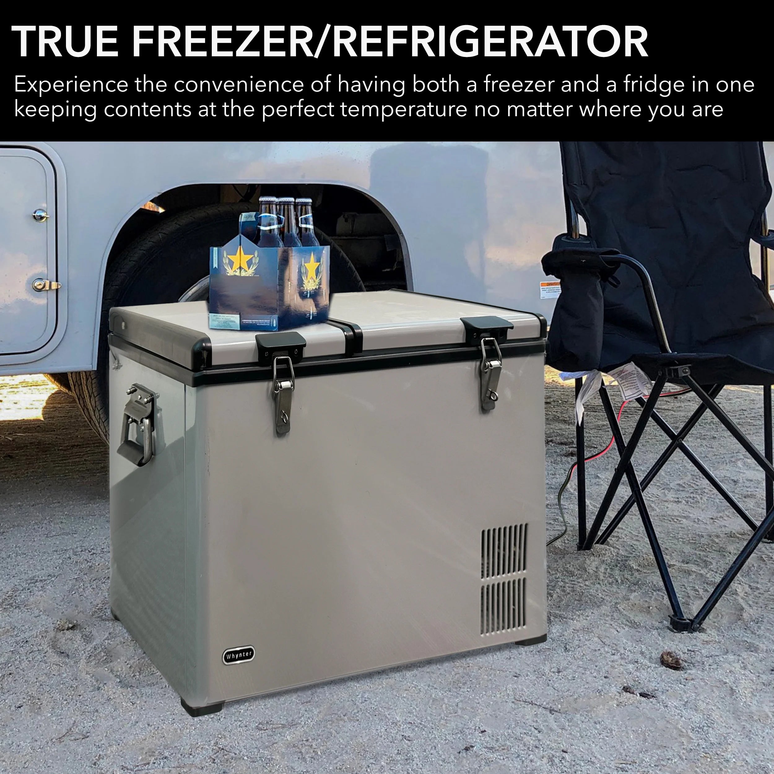 Whynter FM-62DZ 62-Quart Dual Zone Portable Freezer, Stainless Steel