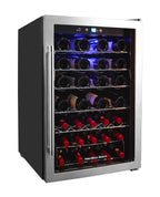 Hamilton Beach, 43 Bottle, Dual Zone Wine Refrigerator, Glass Door, Wooden Shelves, Stainless Steel