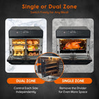 HYSapientia 24QT Dual Zone Air Fryer Oven with Rotisserie,10-in-1 Internal stainless steel Convection Countertop Oven 1800W Air Fryer  Toaster Oven for Family Cooking