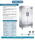 D55F 2-Door Commercial Freezer in Stainless Steel