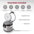 Cuckoo Stainless Steel Rice Cooker 60 Cups Cooked Warmer with Nonstick Pot Easy Switch Start Silver/Black (CR-3032)