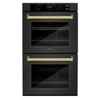 ZLINE 30 in. Autograph Edition Professional Convection Double Wall Oven with Air Fry and Self Clean in Black Stainless Steel with Polished Gold Handles (WADBZ-30-G)