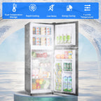 WANAI 2 Door with Freezer Mini Fridge,4.5 Cu.ft Compact Refrigerator,Mini Refrigerator for Kitchen Apartment and Office,Grey