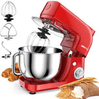 LINKChef Stand Mixer, 5.3QT 800W 6+P Speeds with Whisk, Dough Hook and Beater (White)
