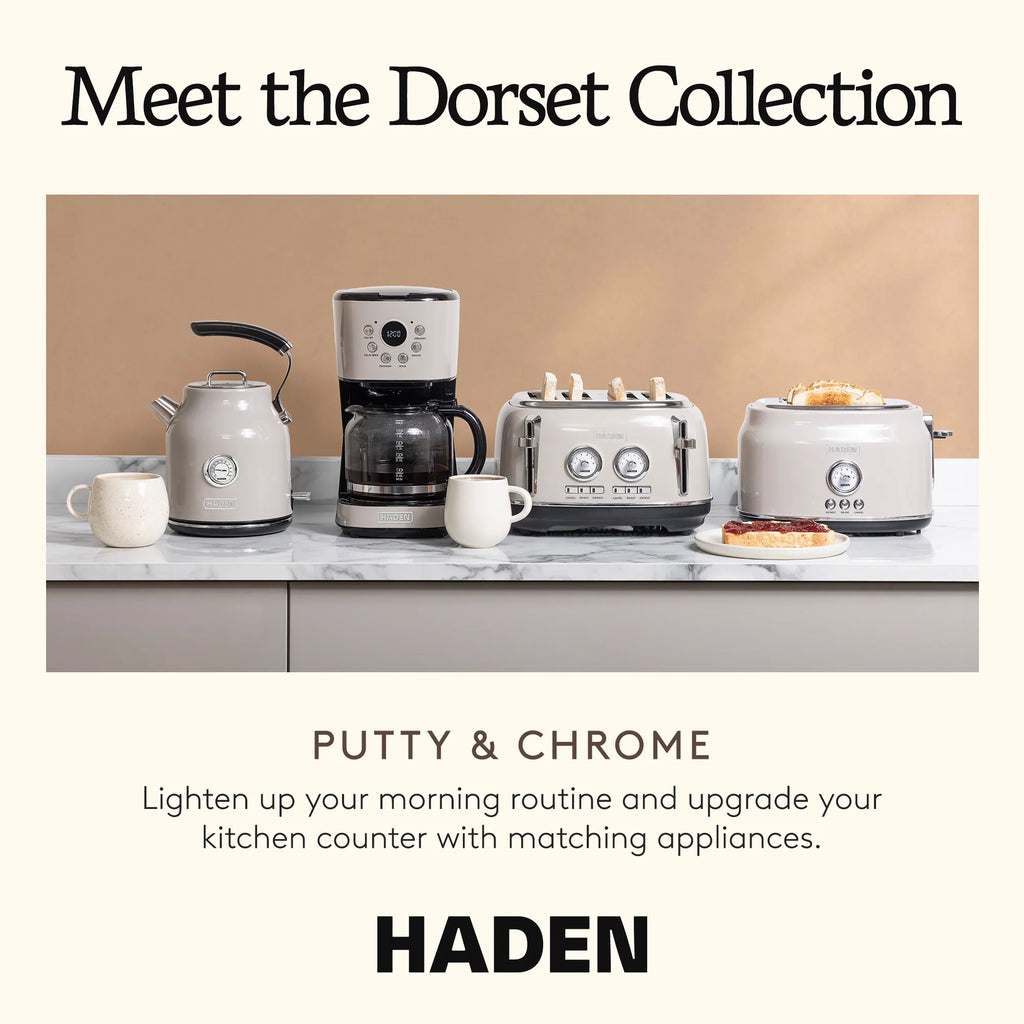 Open Box Haden Coffee Machine 12 Cup Programmable Drip CoffeeMaker Putty/Chrome