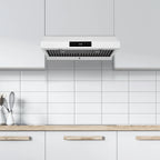 Hauslane | Chef Series PS18 30" Under Cabinet Range Hood, Matte White | 120V, Pro Performance, Touch Screen, LED Lamps, 3-Way Venting, Baffle Filters