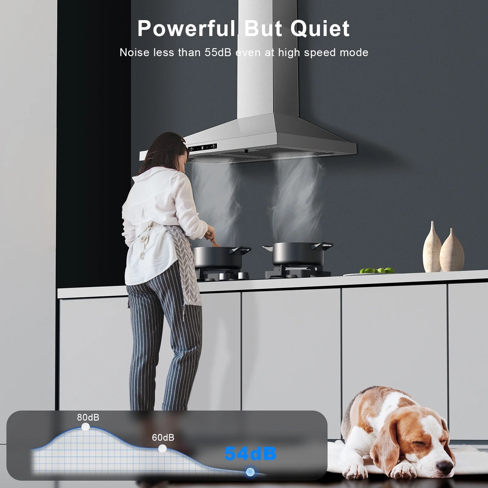 New 30 Inch Stainless Wall-Mounted Kitchen Range Hood 3-Speed Fan Exhaust Vent Gesture/Touch 120V