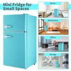 Two Door Mini Refrigerator with Freezer,3.5Cu.ft Small Freezer for Bedroom Dorm Gameroom,Blue