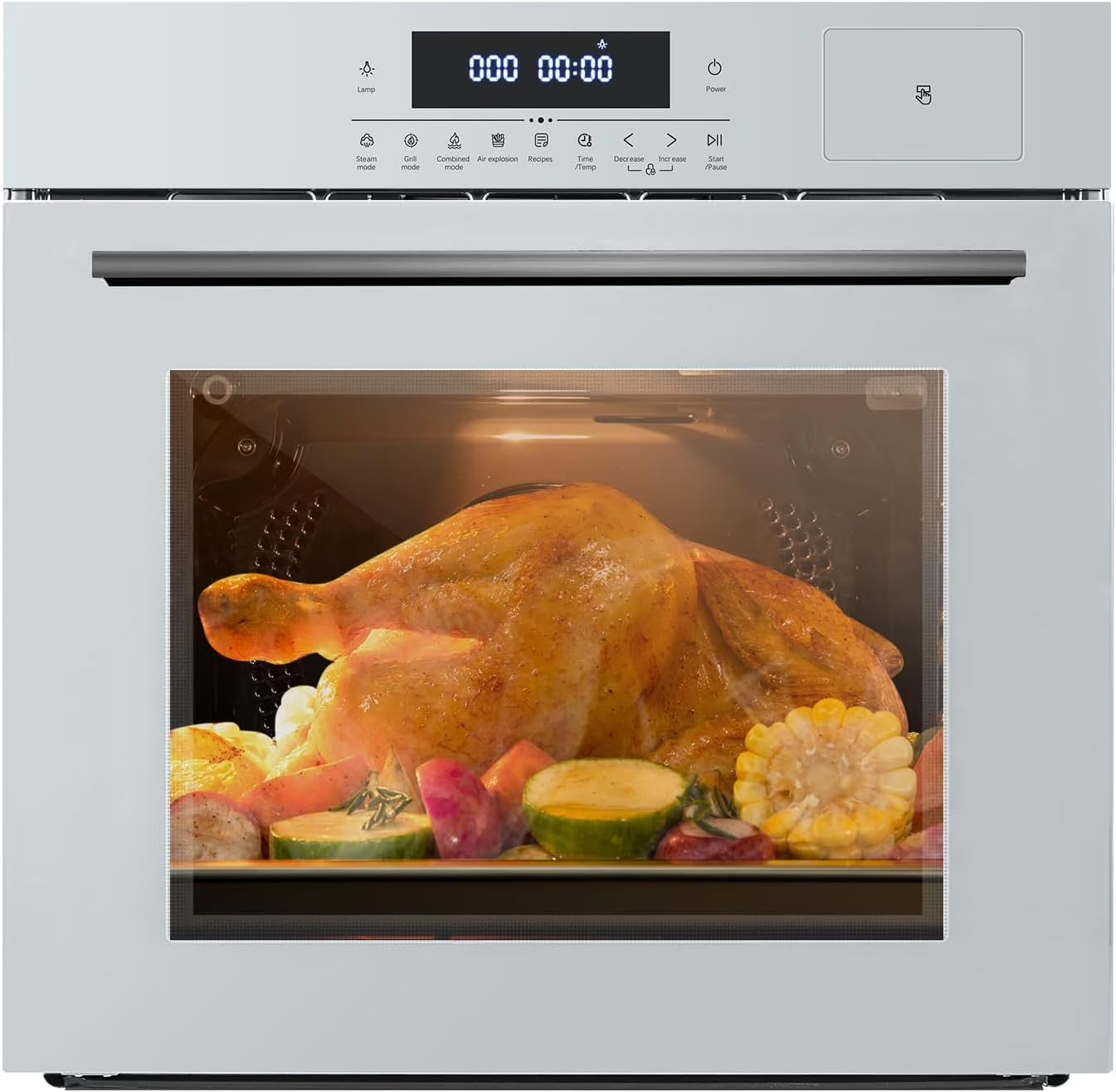 24" Single Wall Oven, 2.5 Cu.ft Built-in Timer-Convection Electric Wall Oven with 8 Baking Modes, 3000W, 240V, Stainless Steel, 3D Surround Heating, Timer, Touch Control, Safety Lock, Silver