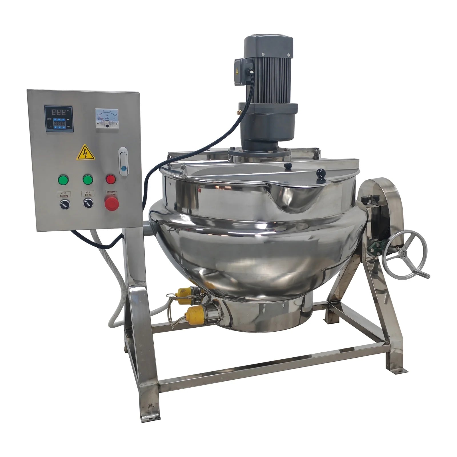 Jacketed Kettle Commercial Electric Cooking Pot Stirring Scraping Edge Three-Phase Tilting Soup Chili Sauce Beverage Jam Porridge 13.2 Gal 220V