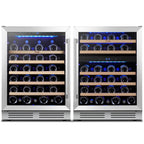 Yeego 30" Wine and Beverage Refrigerator,Two 15" Wine and Beverage Cooler Under Counter or Freestanding, Hold 33 Bottles and 80 Cans(Two Pack)