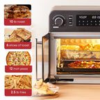 Elite Cuisine EAF9202 Programmable 23L French Door Air Fryer Oven with 10 Menu Functions, and Interior Light, Black