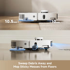 MOVA Robot P10 Pro Ultra Vacuum and Mop,  13,000Pa Suction 140°F Hot Water Auto Mop Washing & Drying, Dual Spinning Extenable Mop,10.5mm Lifting for Carpet, 360°Obstacle Avoidance, App Control