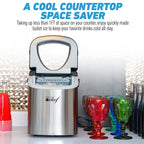 Deco Compact Countertop Ice Maker, 26LBs in 24HRs, 9 Bullet Ice Cubes Ready in 6 Minutes, Stainless Steel