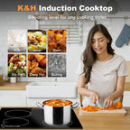 K&H 4 Burner 24 Inch Built-in Induction Electric Stove Top Ceramic Cooktop Touch Control 240V 6000W IN24-6004