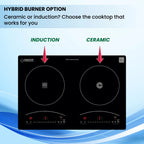 Equator 20" Electric Hybrid CERAMIC-INDUCTION 2 Burner Cooktop with 9 Power 110V