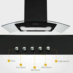 "Joeaonz 30"" Island Mount Range Hood, Stainless Steel, LED Bulbs, Easy-Clean Filters, 120V"
