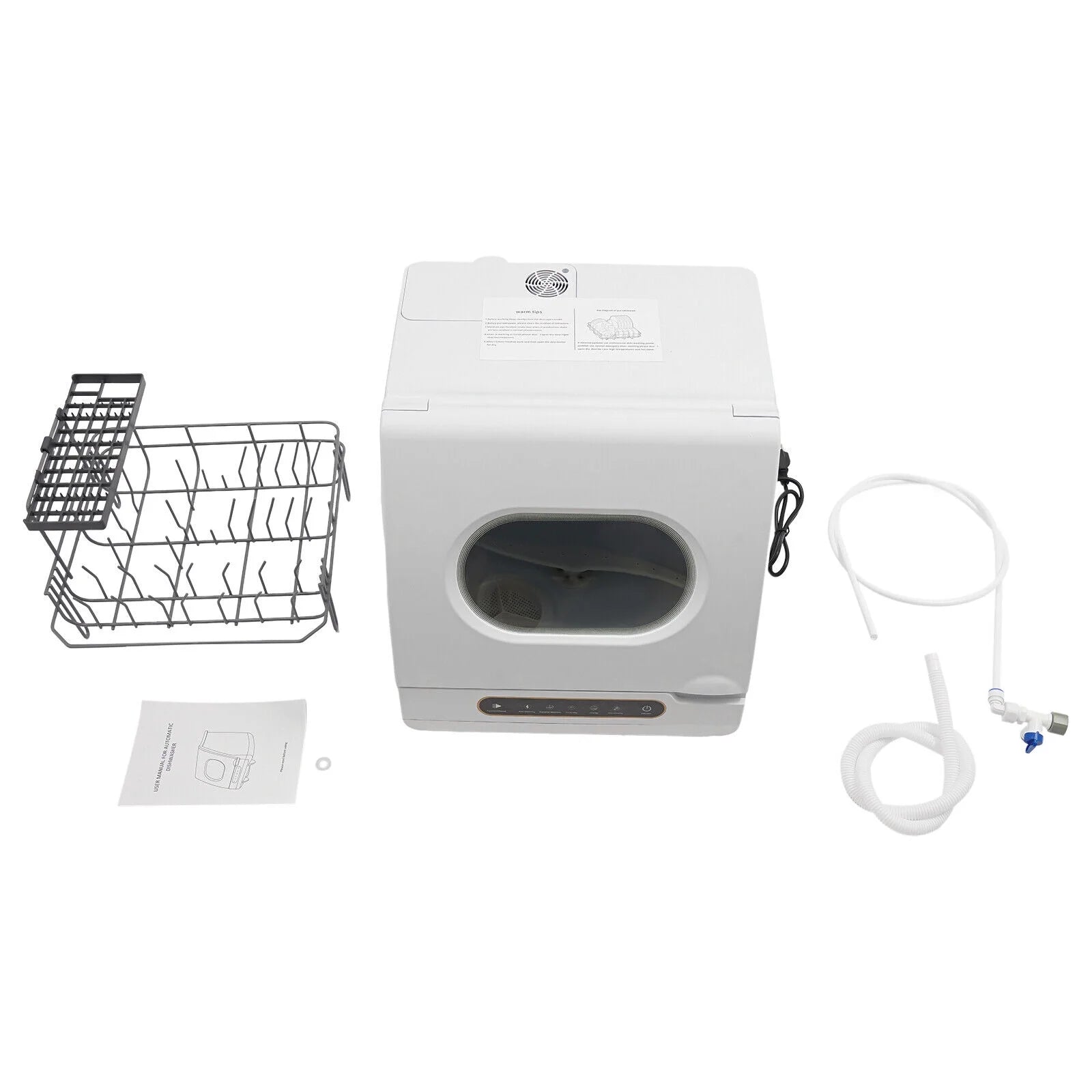 Portable White Countertop Dishwasher Compact Dishwasher 5 Washing Programs 1200W