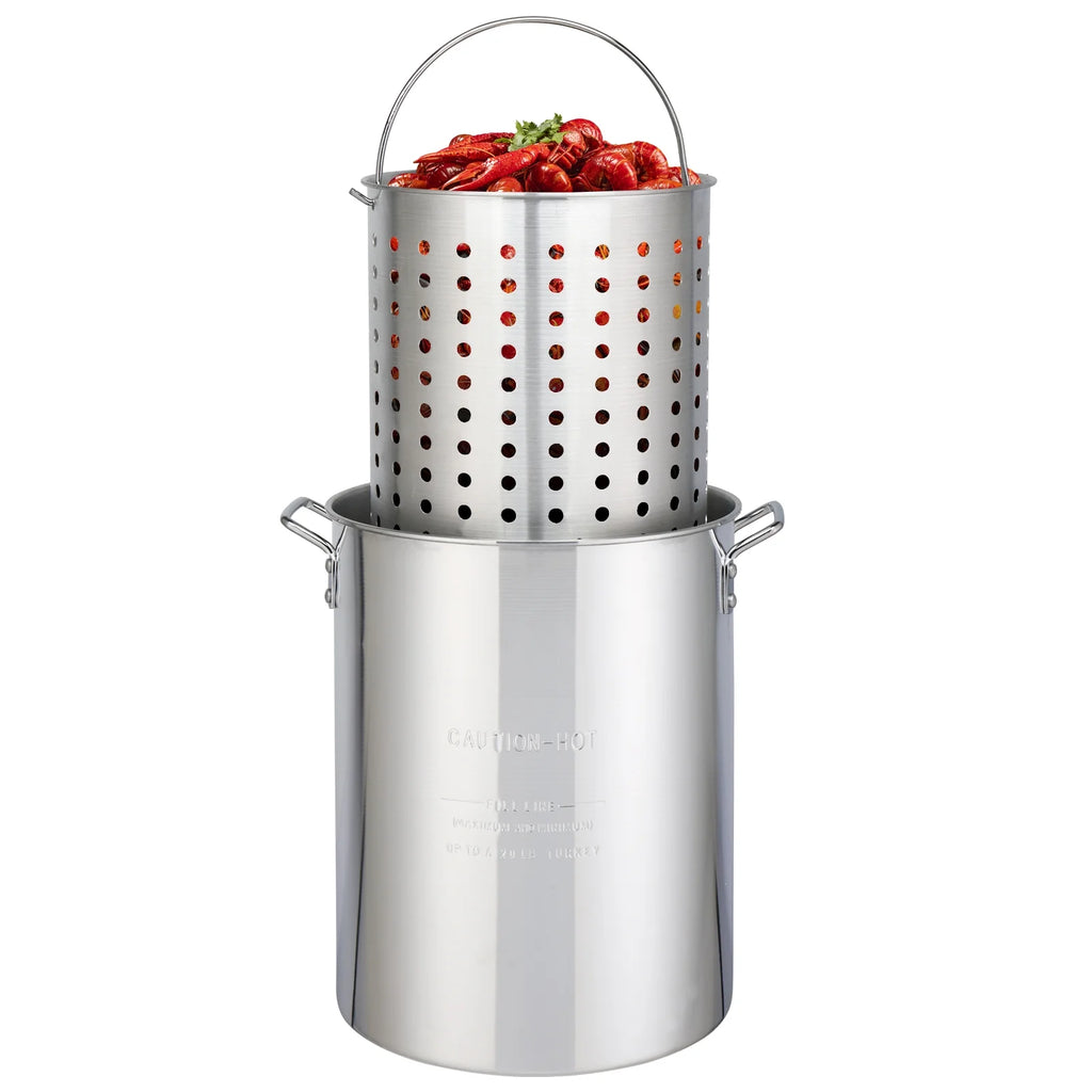 Qiushi 30QT Turkey Fryer Kit with 10QT Fish Pot, 54,000 BTU Outdoor Propane Gas Fryer Cooker, Includes Aluminum Pots, Basket, Poultry Rack, Thermometer for Frying, Boiling, and Seafood Cooking