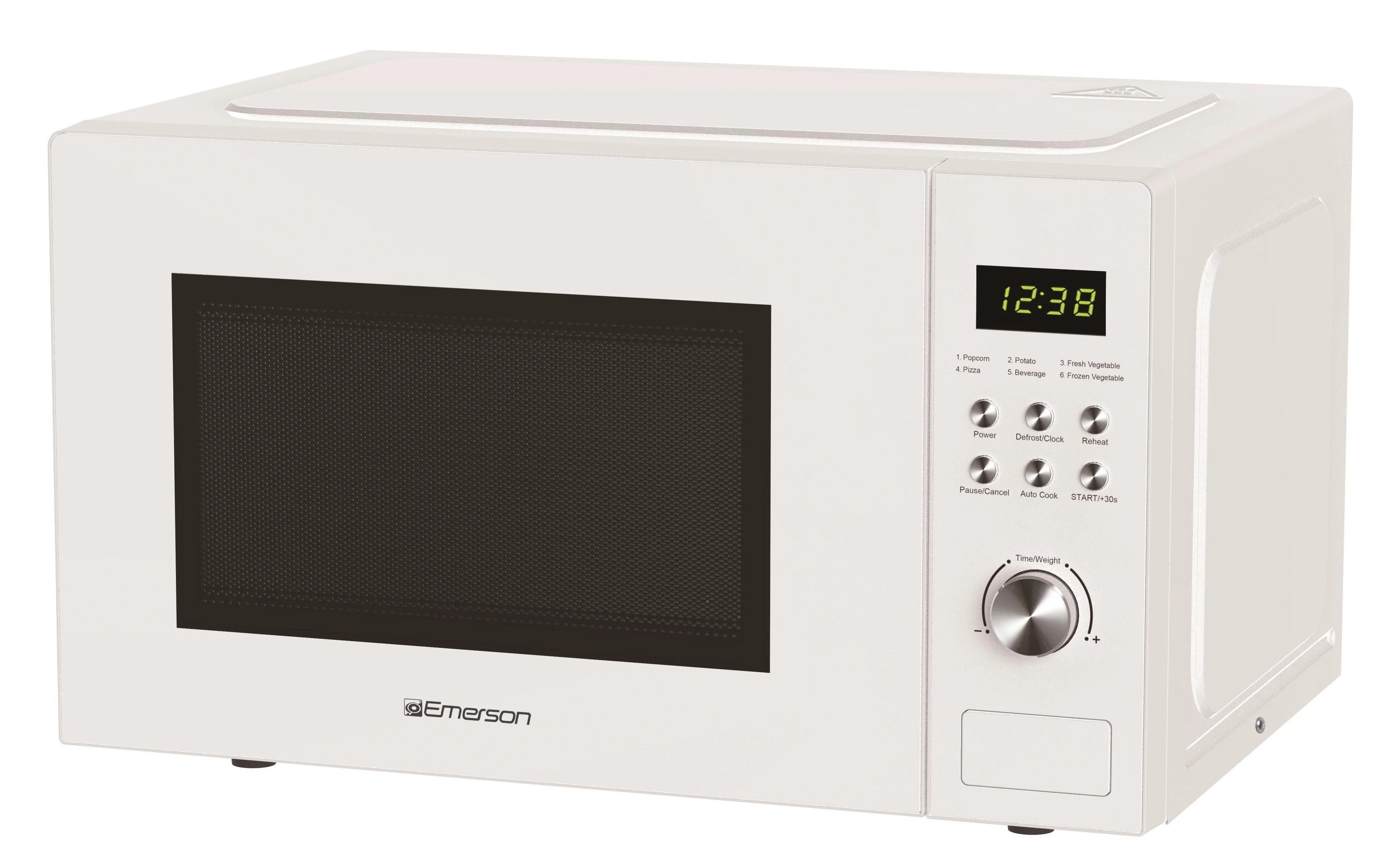 Emerson 1.1 Cu Ft, 1000W White Countertop Microwave Oven, MW1101W
