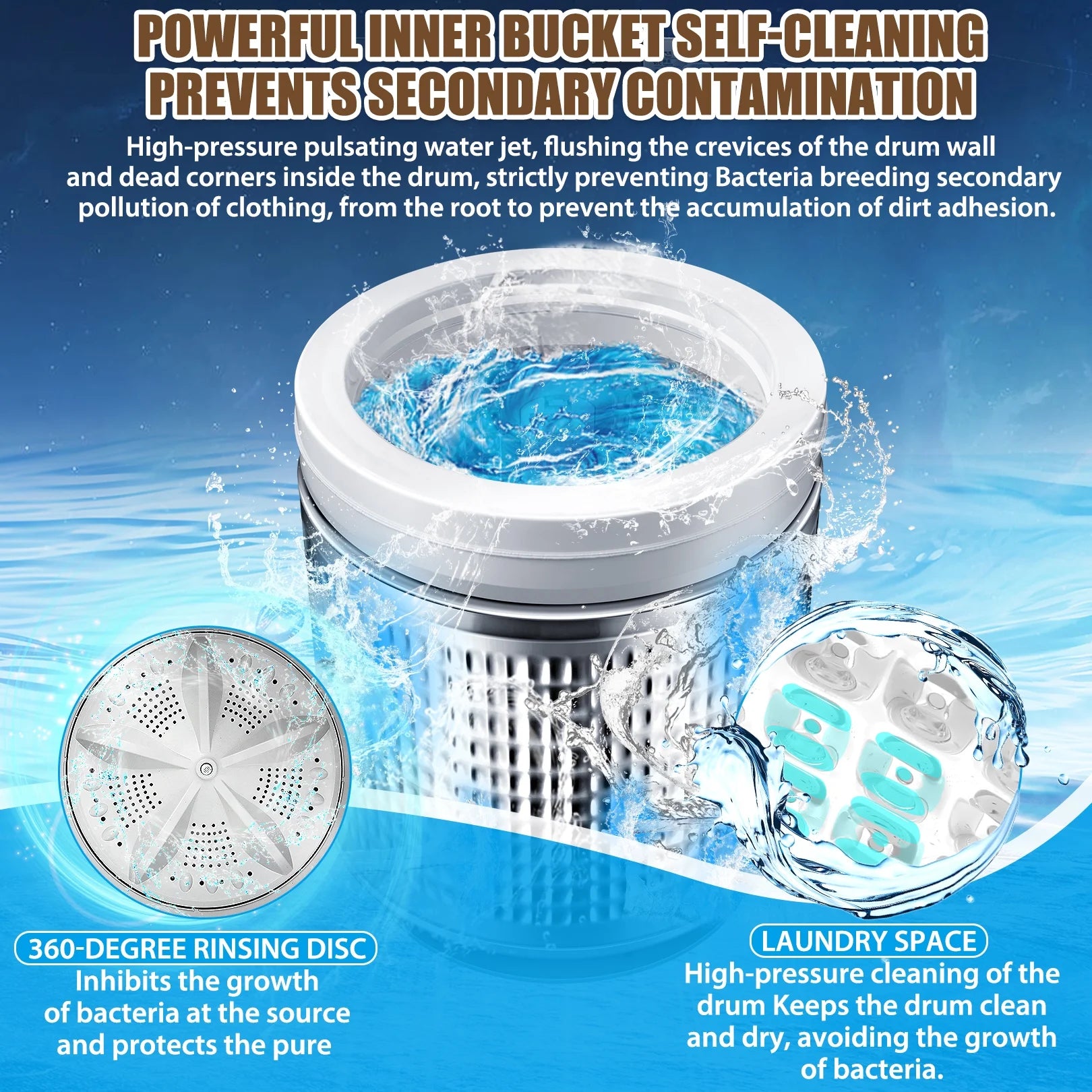 Veeboto Portable Washing Machine, Upgrade 20LBS Large Capacity Full Automatic Washing Machine, 2.8 Cu.ft Laundry Machine with 10 Programs and 8 Water Levels for Home, Apartment, Dorms