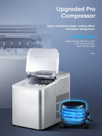 Ice Maker Countertop 2 Ice Sizes, 30 lbs Bullet Ice in 24H, Self-Clean, 9 Cubes in 5 Mins, FOHERE