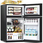 Auseo 3.1 Cu.Ft Mini Fridge 2 Door, Small Fridge 115 Volt/60 Hz, Low Noise Mini Refrigerator with Adjustable Temperature, Removable Shelves, Suitable for Home/Kitchen/Office/Dorm/Apt-Black
