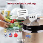 Cuckoo 3 Cup Dry Induction Heating Pressure Rice Cooker with Micom Logic Tech, Nonstick Pot, Warmer, 16 Menu Modes and Voice Guide in Gold (CRP-EHSS0309FG)