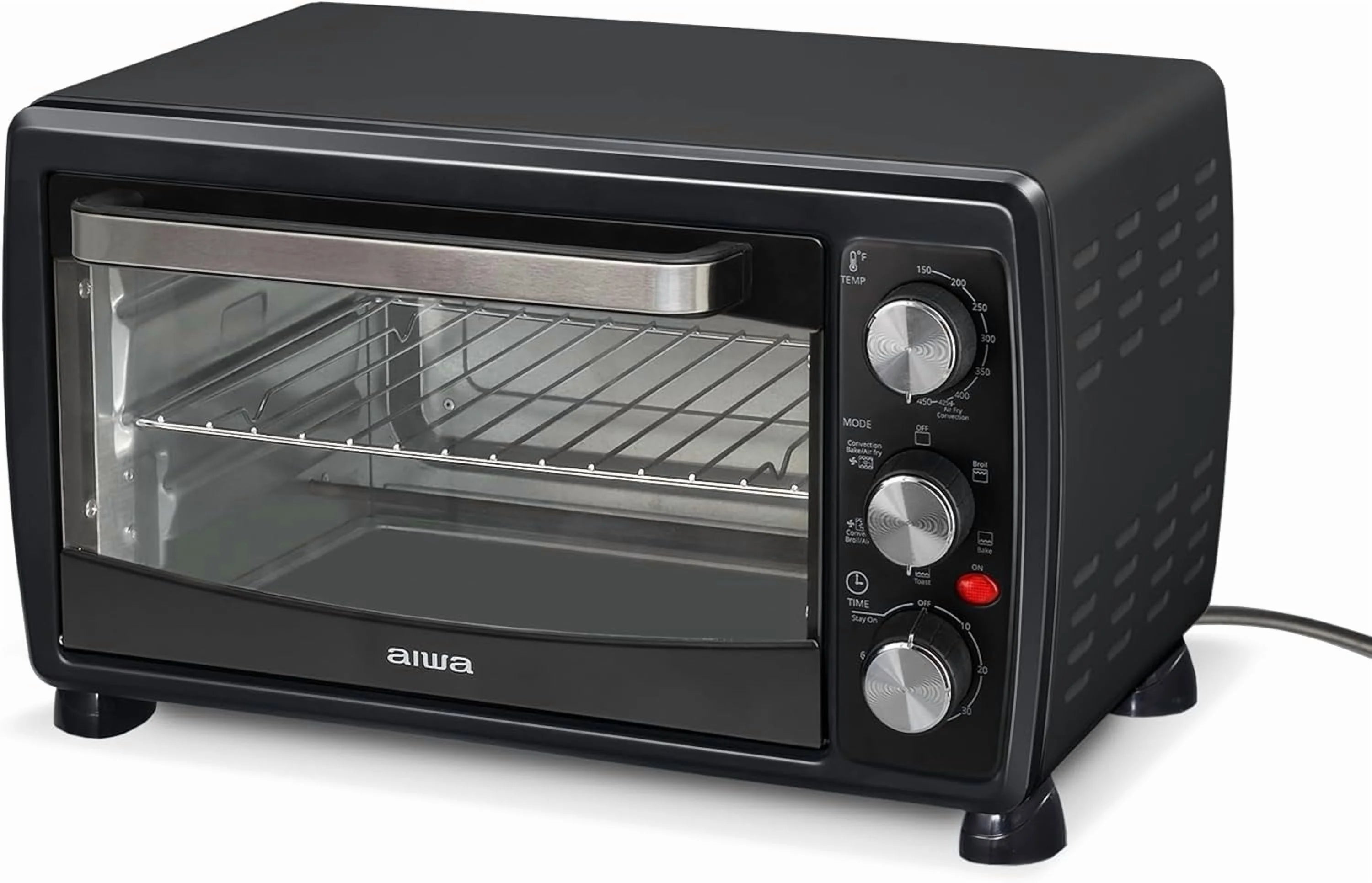 Aiwa Convection Toaster Oven, Countertop Oven with Bake, Toast, & Broil Functions, 1400W, Black