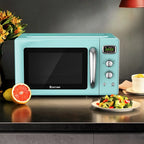 Costway 0.9Cu.ft. Retro Countertop Compact Microwave Oven 900W 8 Cooking Settings White
