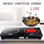 Anqidi 2400W Double Induction Cooktop, Portable Countertop Digital Electric Induction Cooker w/8 Gear Firepower 110V