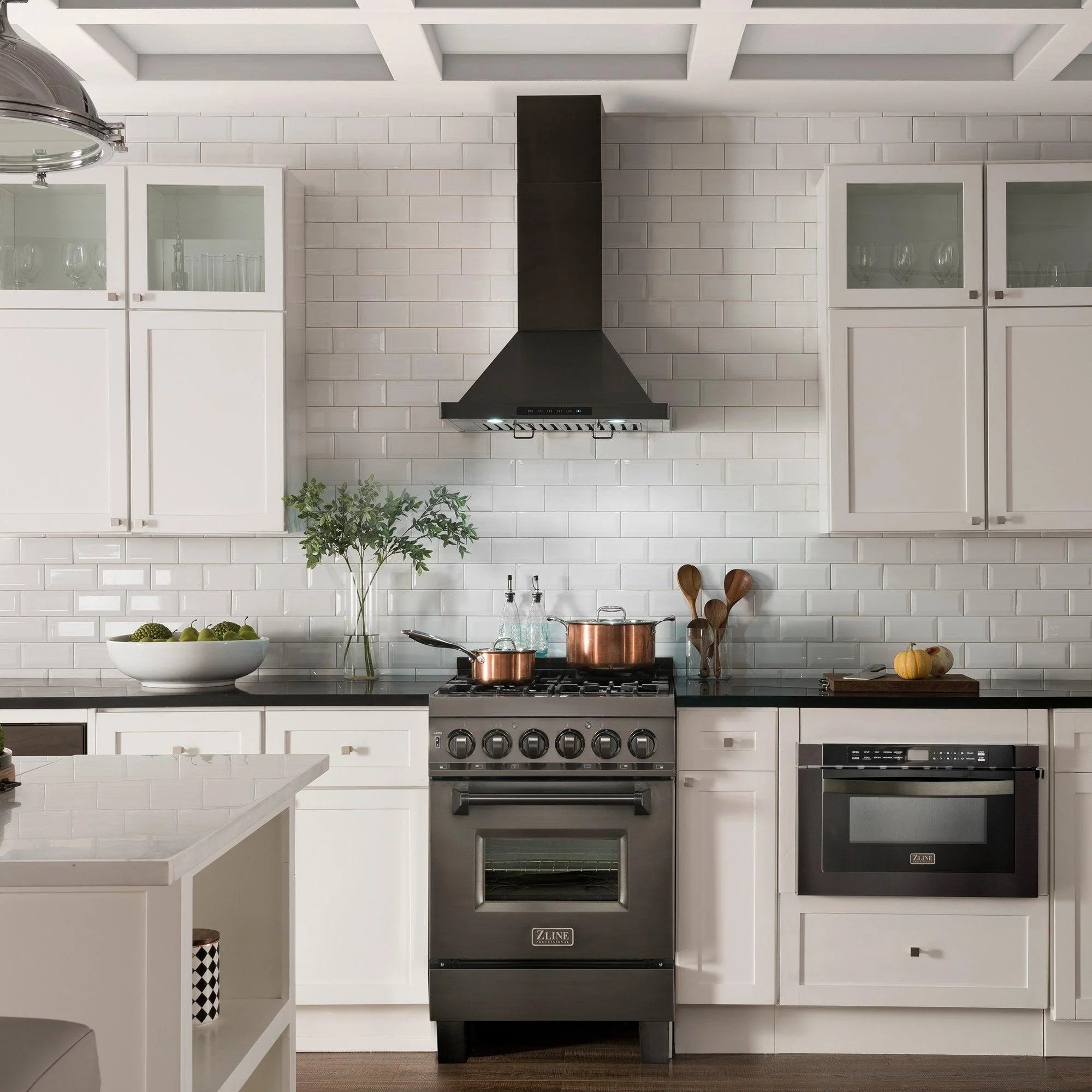 ZLINE 36 in. Wall Mount Range Hood in Black Stainless Steel (BSKBN-36)