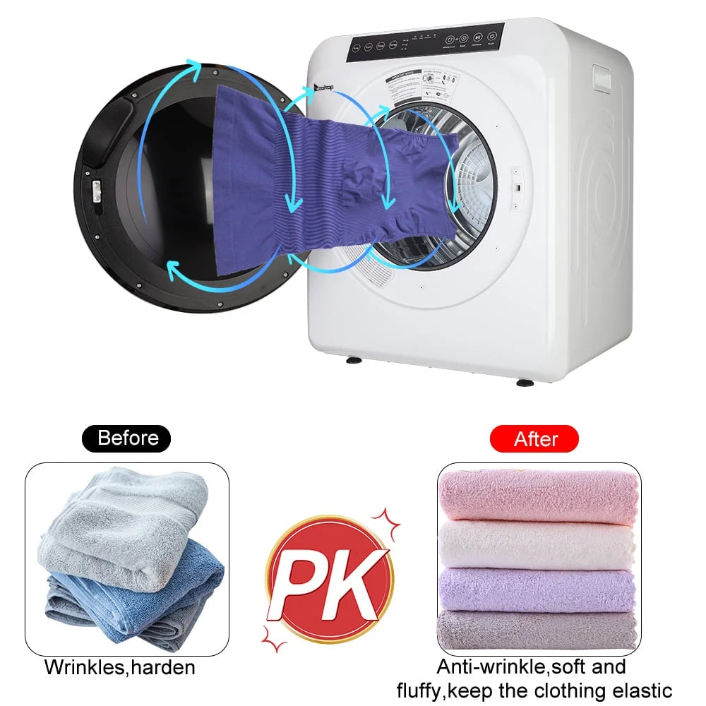 BAYUELSWU 3.5 Cu.Ft Portable Clothes Dryer, 1300W Clothes Dryer with Stainless Steel Tub, Front Load Tumble Laundry Dryer with LCD Touch Panel, 110V Portable Dryer for Laundry, Apartments, Dorms