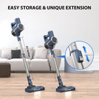 PrettyCare Cordless Vacuum Cleaner, 6-in-1 Lightweight Stick Vacuum,Self-Stand,Deep-Blue,W200-DB