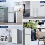Kcpolre 4.8 Cu.ft Refrigerator with Freezer, 2-Door RV Fridge with Adjustable Thermostat, Compact Refrigerator with Freezer for Home, Kichen, Apartment, Office, Silver
