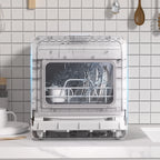 Happydeer Portable Countertop Dishwasher with 5L Water Tank, Automatic Smart Countertop Dishwasher, Mini Dishwasher with 5 Place Settings, 2-Tier Rack, 3-Spray Arm, Air-Dry Function