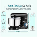 Kitchen in the box Tilt-Head Stand Mixer, Electric Kitchen Mixer with 6.5QT Stainless Steel Bowl, 660W Food Mixer with 6-Speed, Black