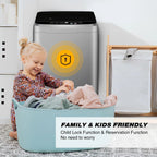 Kcpolre Portable Washing Machine, 25 lbs Full Automatic Washer with 10 Programs & 8 Water Levels, Top Load Clothes Washing Machines with LED Display for Home, Apartment, Grey