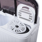 Compact Twin Tub with Built-in Drain Pump XPB35-188S 14.3(7.7 6.6)lbs Semi-automatic Gray Cover Washing Machine