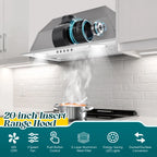 JOEAONZ Range Hood Insert 20 Inch Stainless Kitchen Vent with LED Light Exhaust Fan Button Control