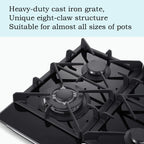 Eascookchef 4-Burners Gas Cooktop 24in Eascookchef Tempered Glass NG/LPG Convertible