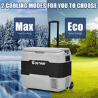 Costway 53 qt Wheeled Corded Electric Dual-Zone Portable Car Refrigerator, White