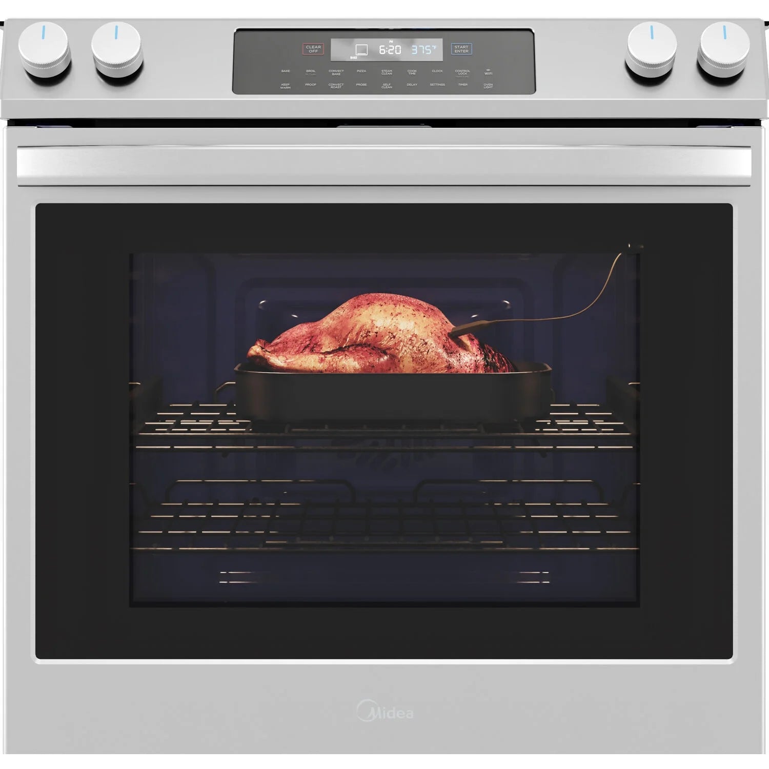 Midea 30-In Slide-In Electric Range with Wi-Fi Connectivity and Fan Convection, Stainless Steel,  MES30S2AST