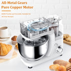 LINKChef Stand Mixer, 5.3QT 800W 6+P Speeds with Whisk, Dough Hook and Beater (White)