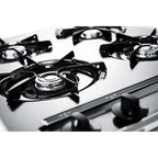 24" wide open burner gas cooktop in brushed chrome with battery start ignition